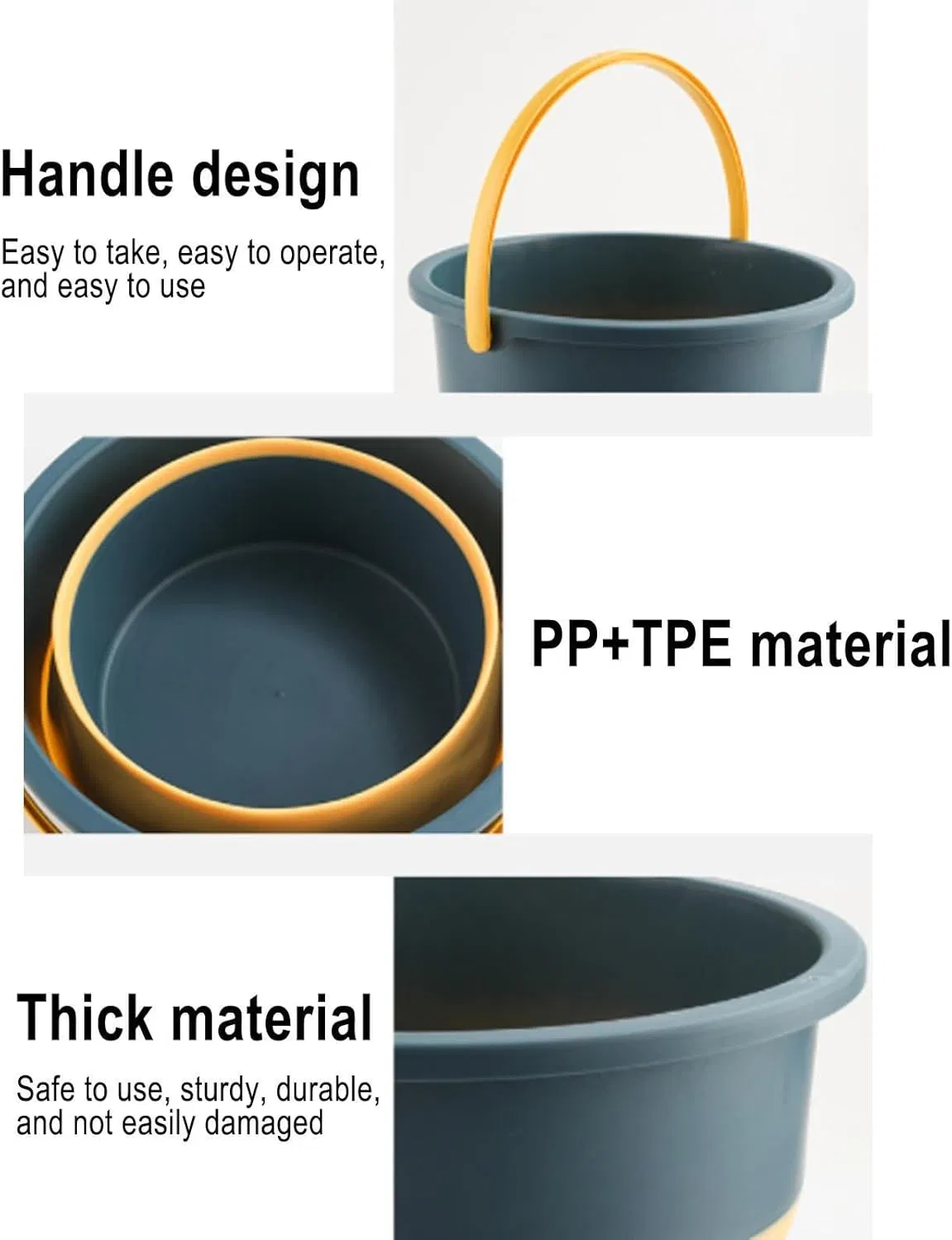 Silicone Collapsible Foldable Bucket Rag Mop Household Use Bucket with Handle