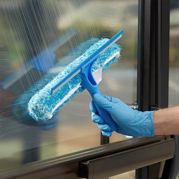14 Inch Microfiber Combi-Squeegee Scrubber 2 in 1 Window Squeegee and Window Washer Set