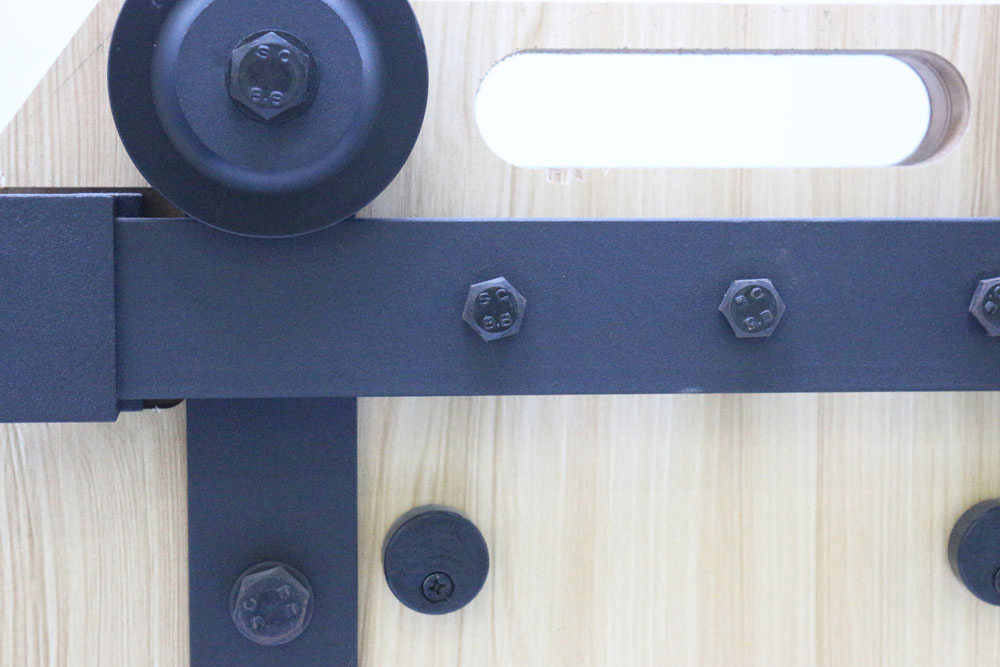 Black Color Steel Modern Wooden Sliding Barn Door Hardware System