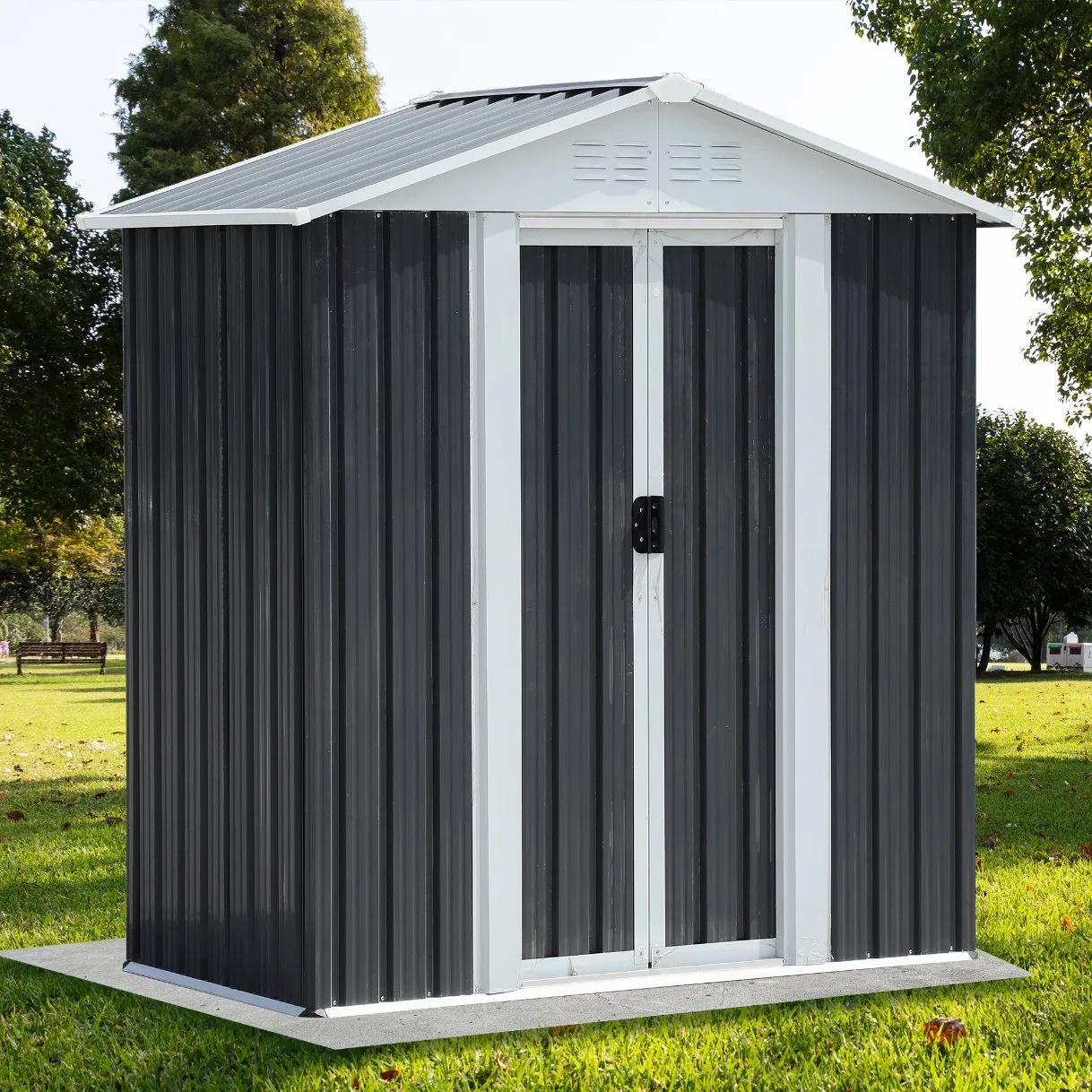5*3FT Durable Steel Tool House for Outdoor Storage of Garden Tools and Equipment with Lockable Doors Storage Shed Garden Shed