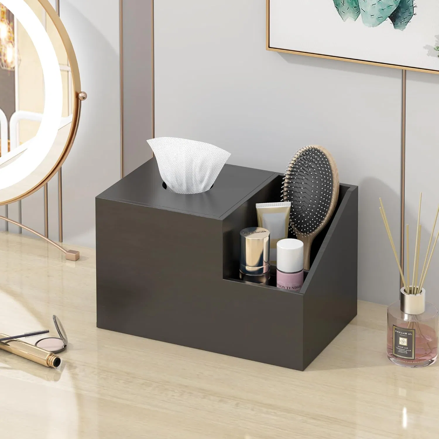 Bamboo Modern Minimalist Bedroom Bathroom Countertop Multifunctional Tissue Storage Box