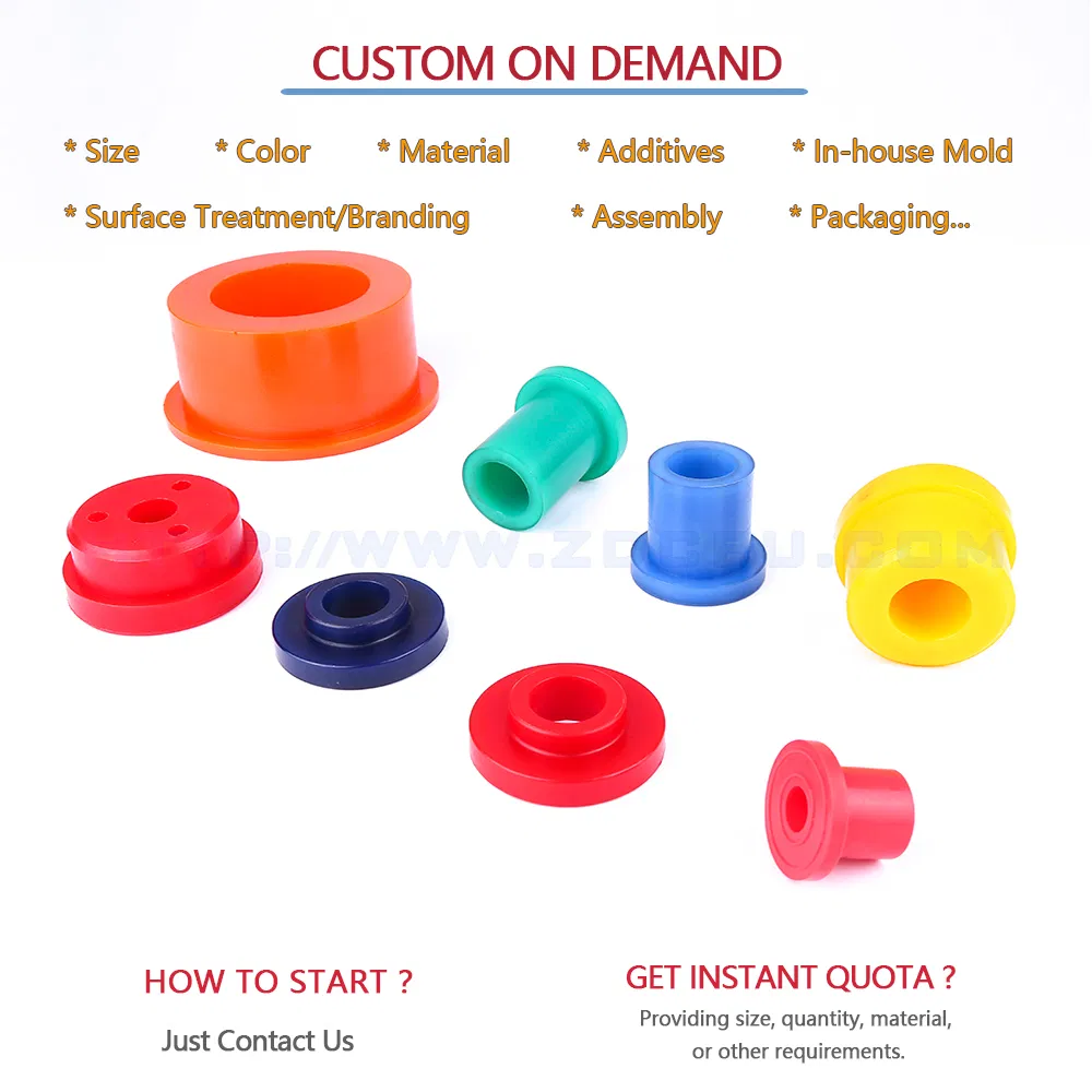 Customize PU Polyurethane HDPE Silicone Rubber Bushing, Flange Sleeve Bushing
