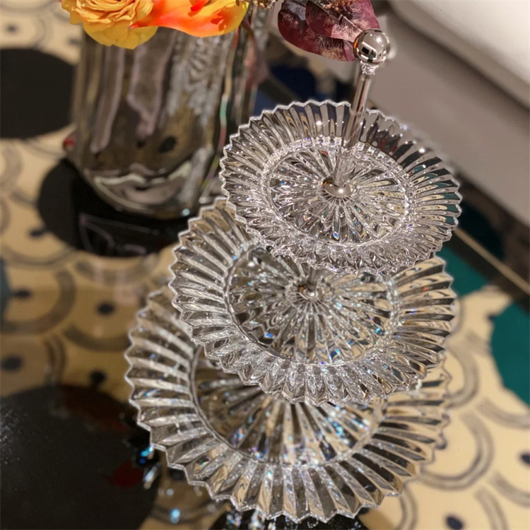 Three Layer Crystal Dessert Plate Baccarats Crystal Pastry Tray Dried Fruit Dinnerware Set Home Decor Items