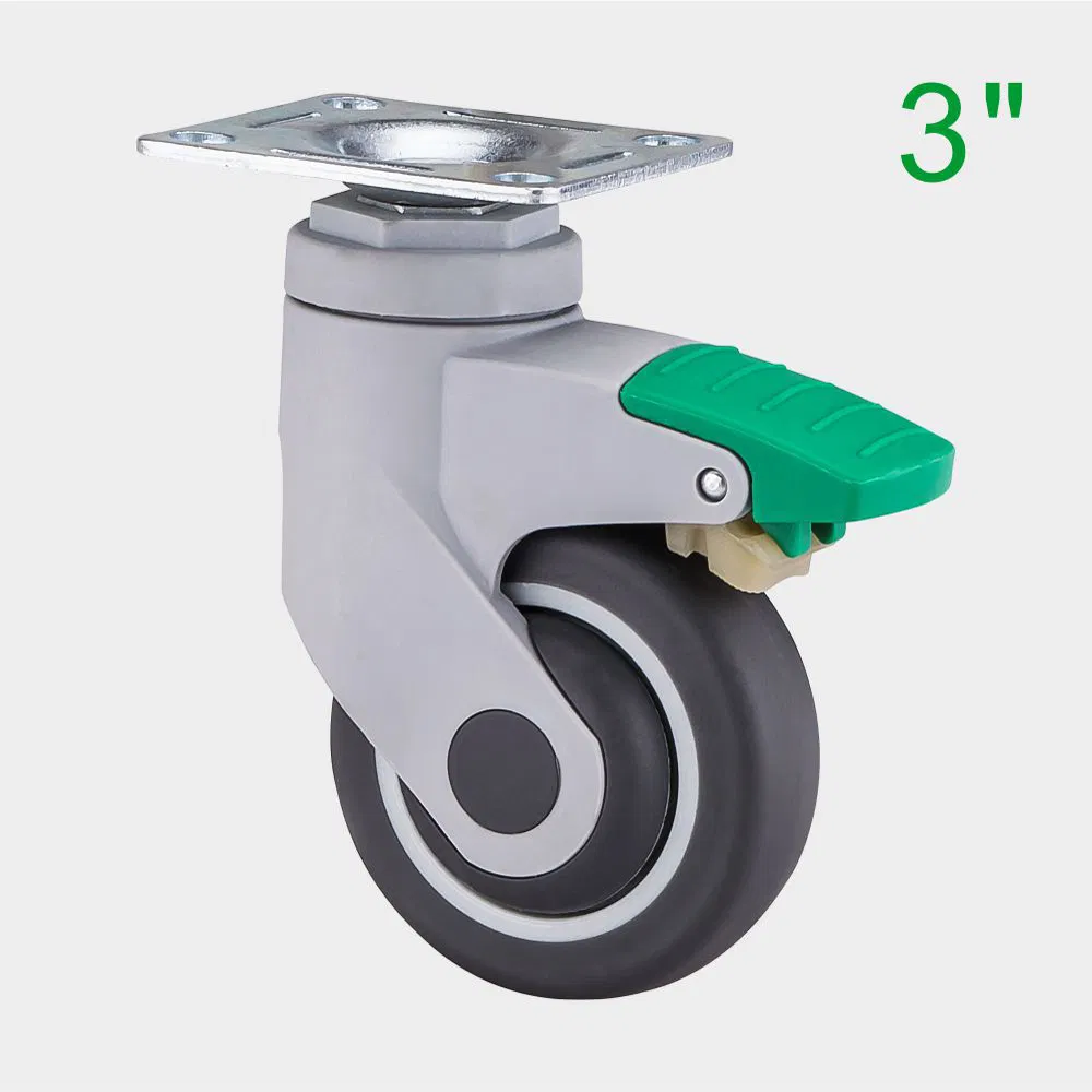 3 Inch Green TPR Medical Swivel Caster Wheel, Suitable for Medical Trolleys