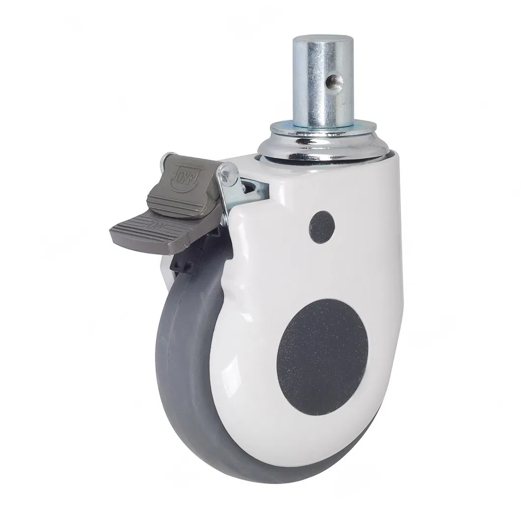 100mm/125mm Ball Bearing Polyurethane Wheel ABS Cover Hospital Bed Caster