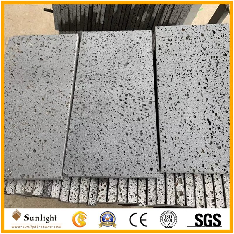 Natural Hainan Black Lava Stone Basalt with Big Hole for Tiles