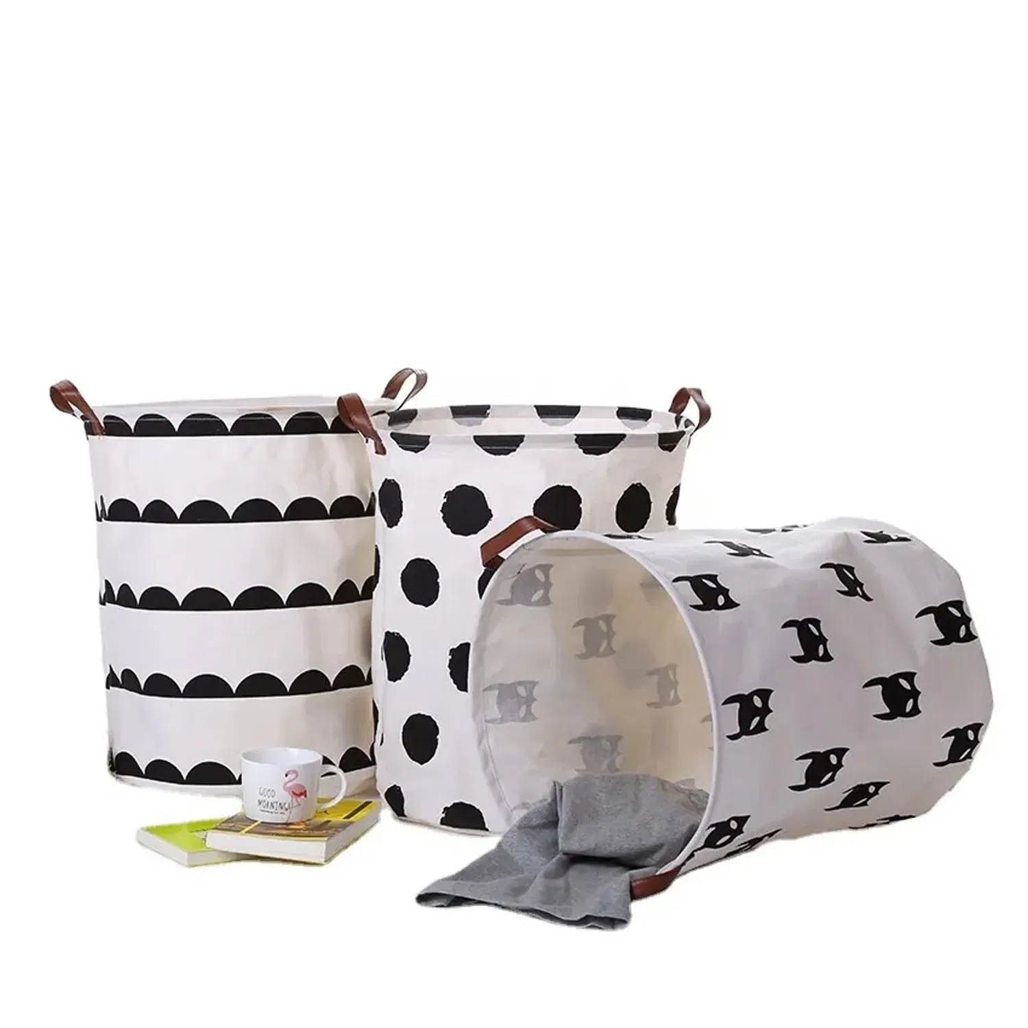 Folding Laundry Basket Round Storage Bin Bag Large Hamper Collapsible Clothes Basket