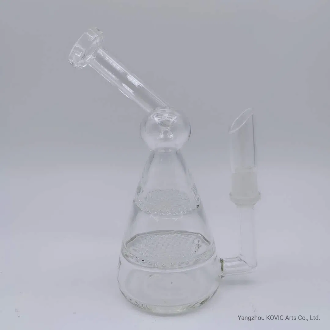 7" Glass Smoking Pipe with Double Layer Honeycomb Water Pipe
