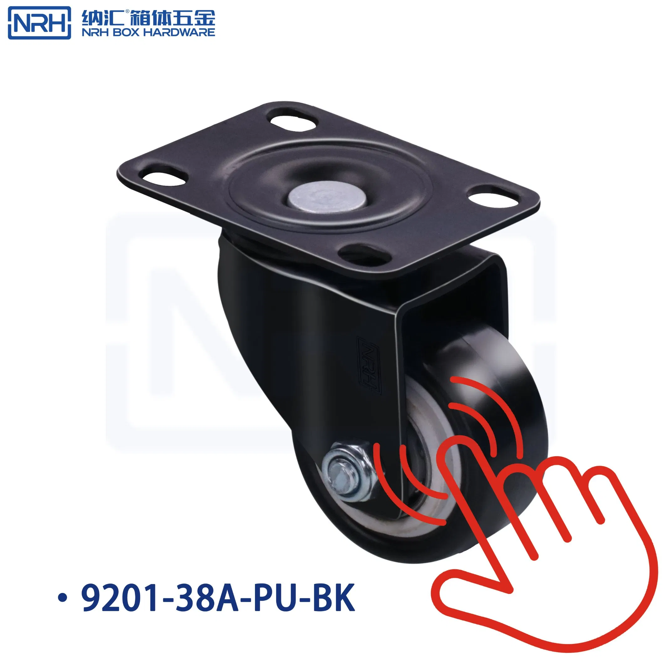 Nrh 9201 Black PU Caster for Industrial Trolleys 50kg Load ISO9001 Approved