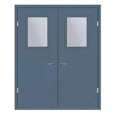 Fireproof Glass Vision Steel Double Doors for Hotel Emergency Exit