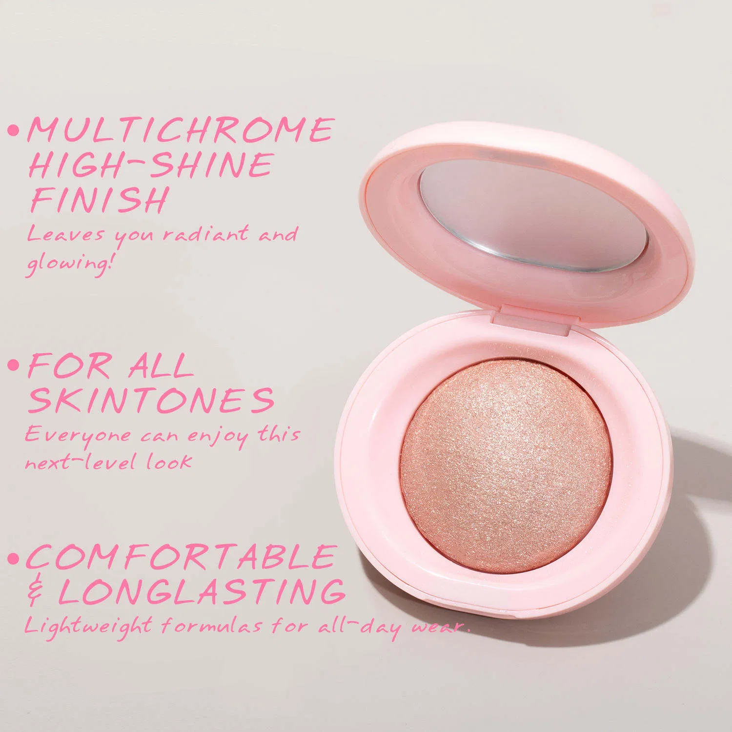 Custom Logo Long Lasting Mini Pastel Highlighter Customized Multichrome High-Shine Pressedpowder Bakedhiqhlighter Palette