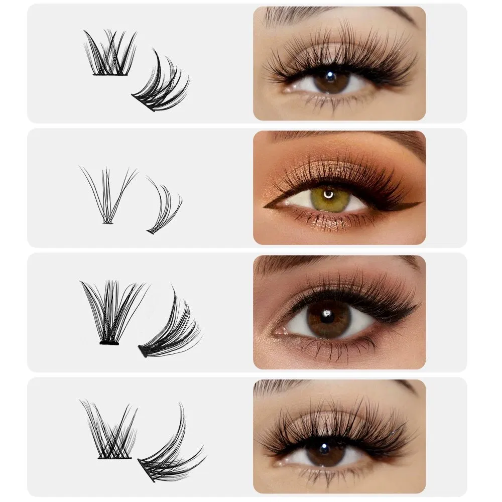 Private Label Pre Cut Segment Lashes DIY Eyelash Extensions Kit with Glue and Tweezers