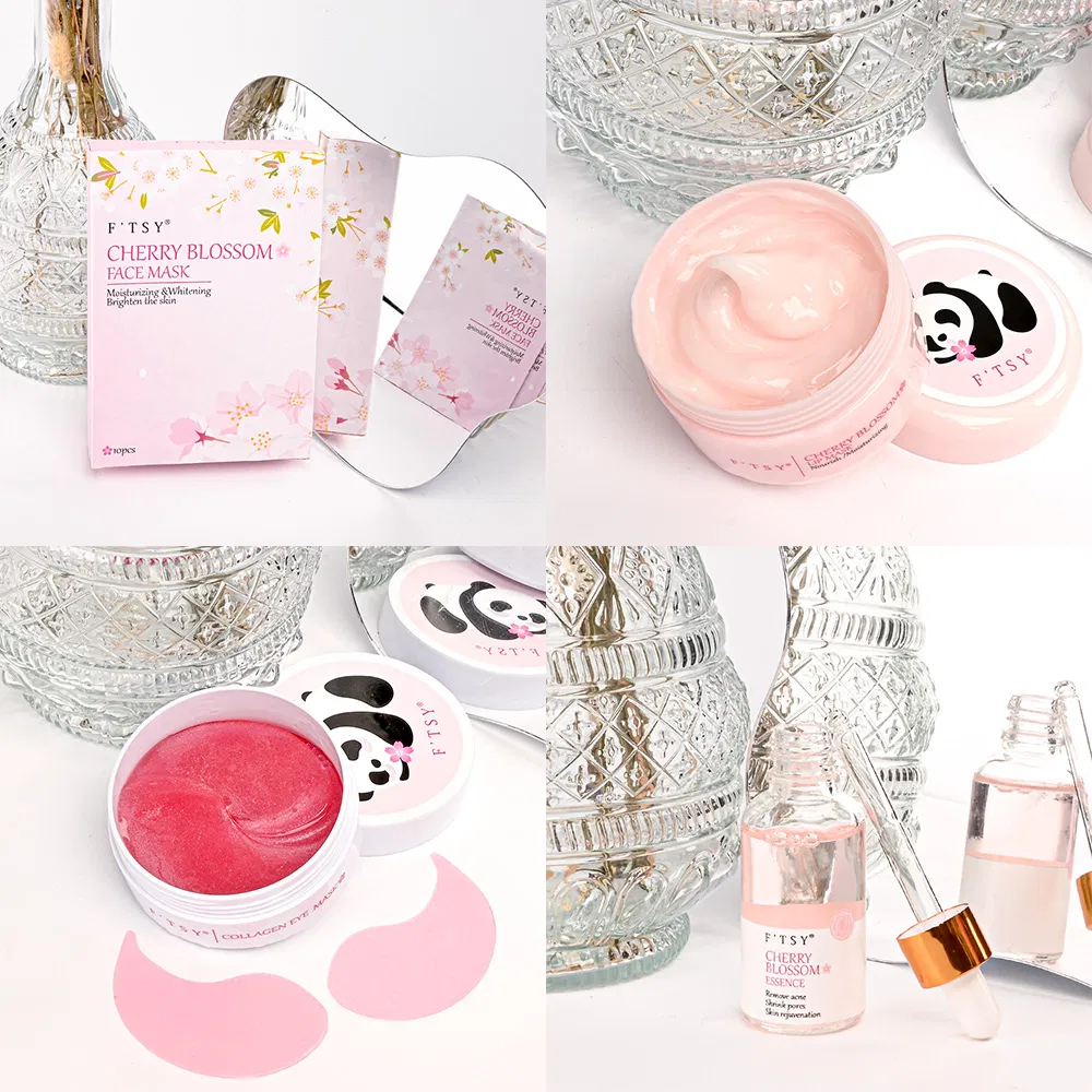 Custom Vegan Collagen Whitening Anti Aging Cherry Blossom Face Skin Care Set with Vitamin C