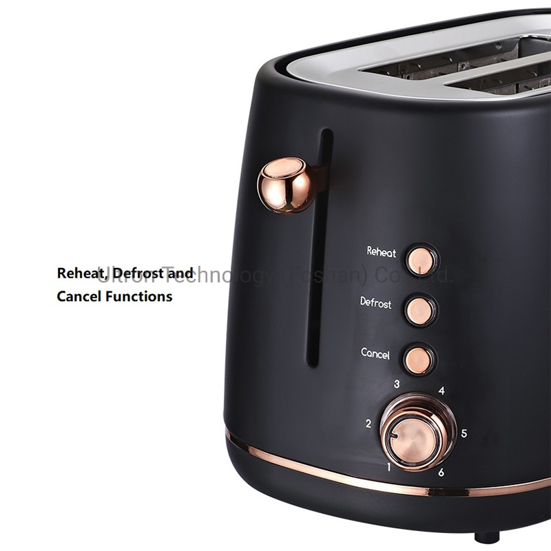 Stainless Steel Automatic Pop-up Toaster with High Lift & Variable Width, Black and Rose Gold