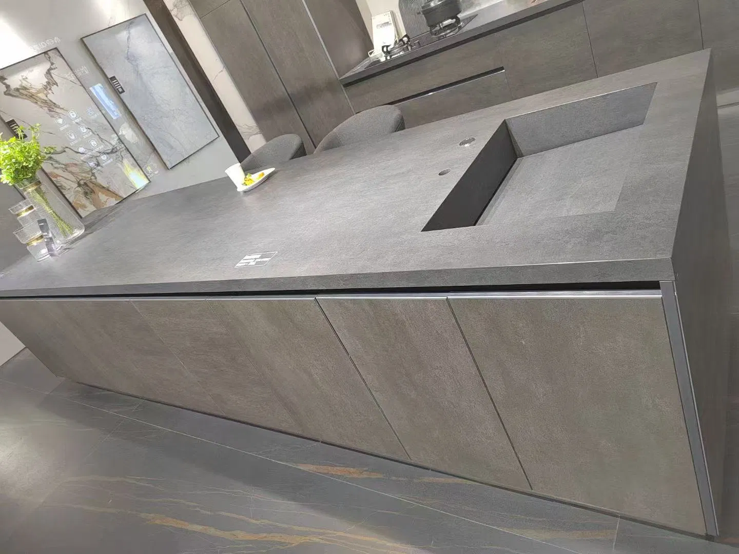 Customized Modern Complete Sintered Stone Table Countertop Dining Cabinets