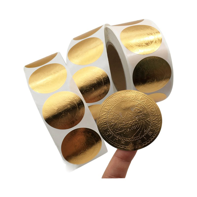 Customized Coated Paper Laser, Embossing, Gilding Self-Adhesive Labels, Logo Circular Sticker Rolls, Self-Adhesive Metallic Texture Sealing Stickers