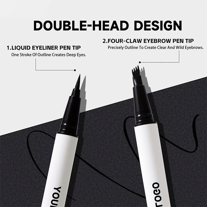 New Double-Headed Four-Pronged Eyebrow Pencil Two-in-One Eyebrow Pencil Eyeliner Liquid Water Eyebrow Pencil