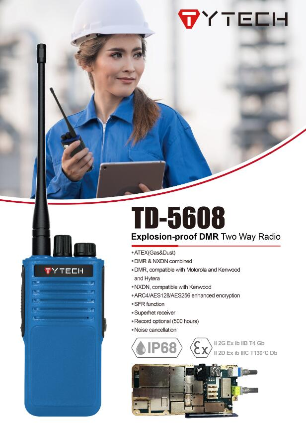 Tyt Td-5608 IP68 ATEX Explosion-Proof Nxdn Dmr Portable Two Way Radio Walkie Talkie