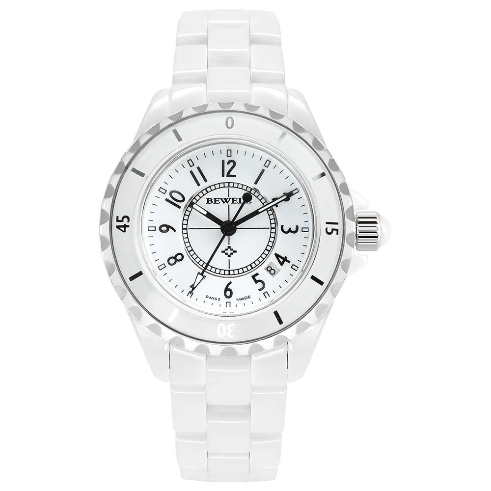 Bewell Luxury Fashion Ceramic Gift Watch with Japan Quartz Movement 3ATM Water Resistant Ceramic Watch for Lady