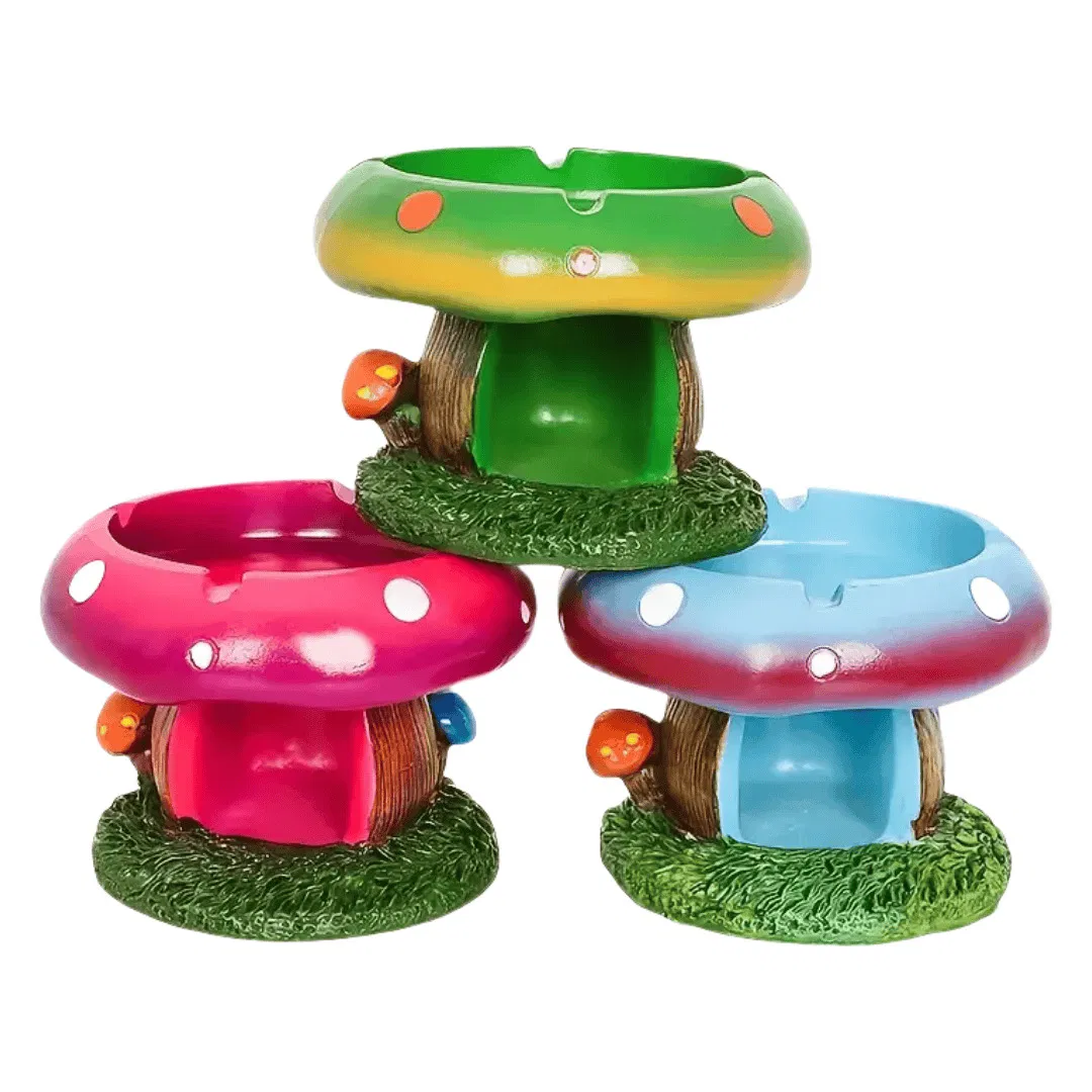 Wholesale Cute Design Mushroom Shaped Resin Ashtray with 3 Colors Smoking Accessories