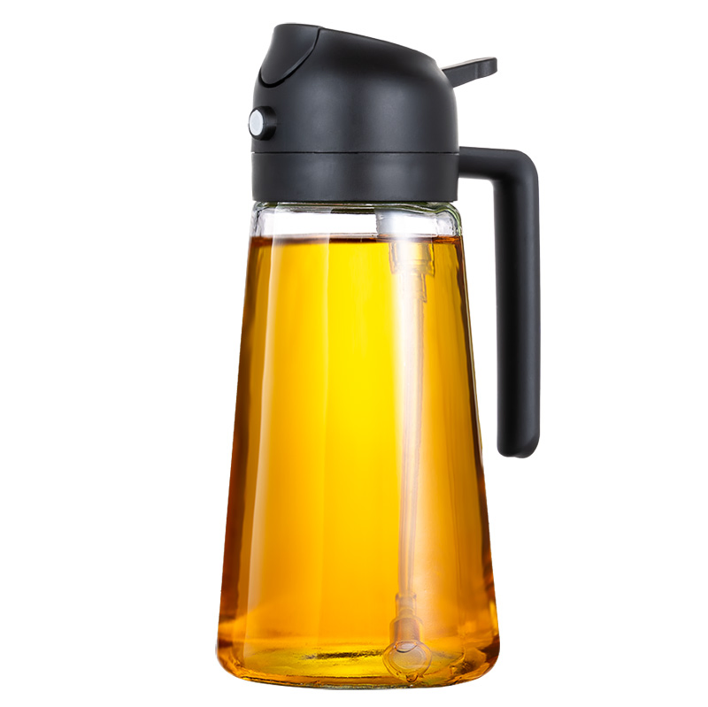 Luxury Kitchen Cooking Utensils 16oz/470ml Glass Bottle 2-in-1 Olive Oil Sprayer and Dispenser Bottles with Black Pump Cap