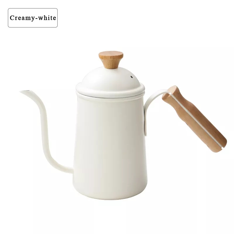 650ml High Quality Elegant Gooseneck Pour Over Tea Pot Kitchen Stainless Steel Drip Coffee Kettle with Wooden Handle