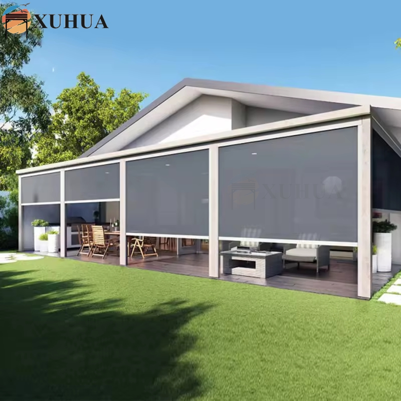 Xuhua Wholesale Vertical Drop Awning Outdoor Roller Blinds Shades with Remote Control