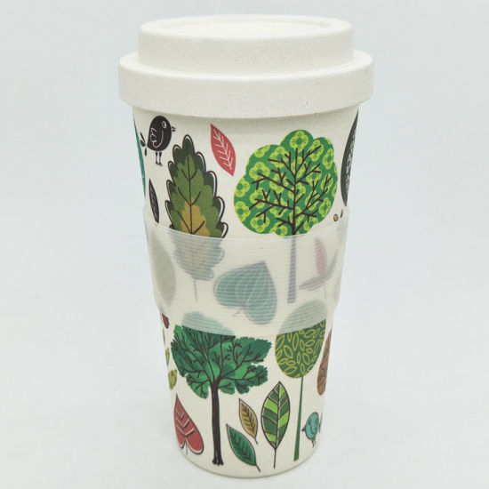 Чашка из бамбукового волокна 350 мл с крышкой