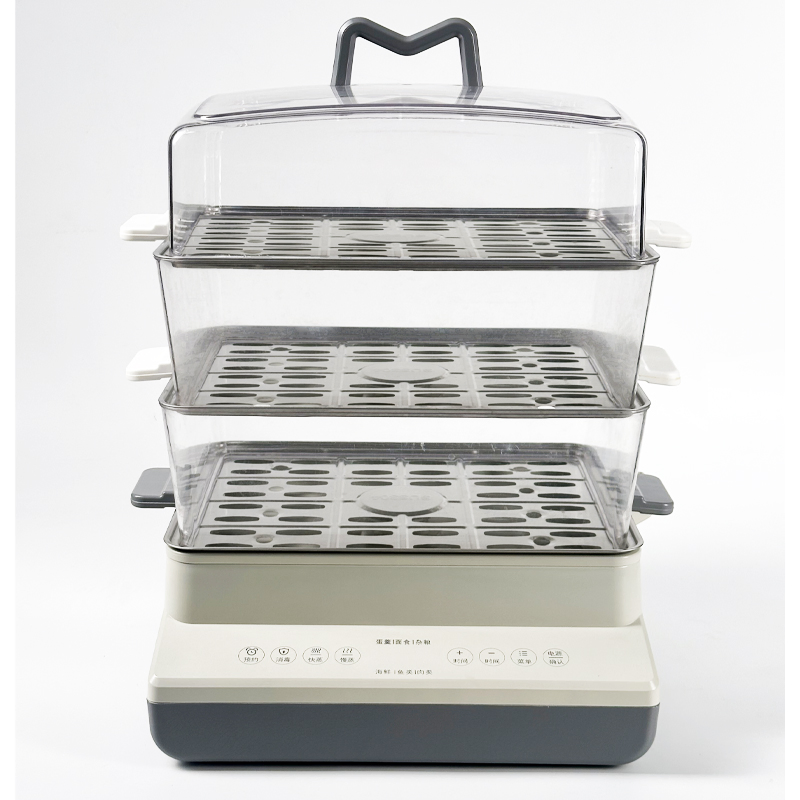 Household Item 3 Layer Electric Food Steamer with Transparent Stackable Steamer with Digital Control Multi-Function for Home Kitchen