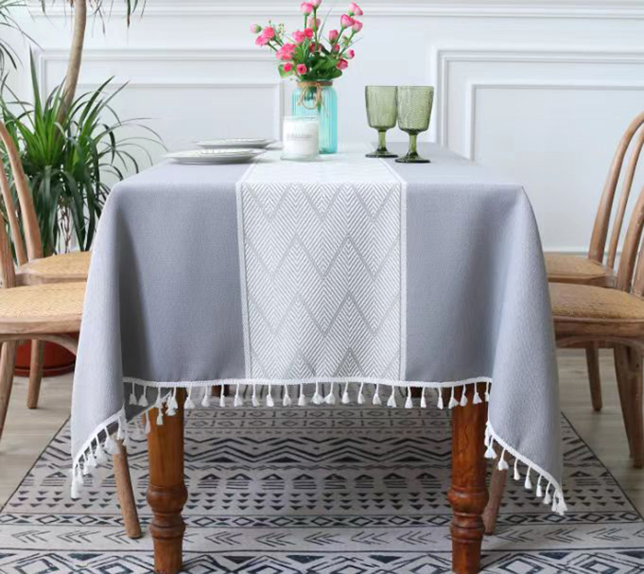 Christmas Reindeer Jacquard Polyester Table Runner with Tassels for Home, Festivals