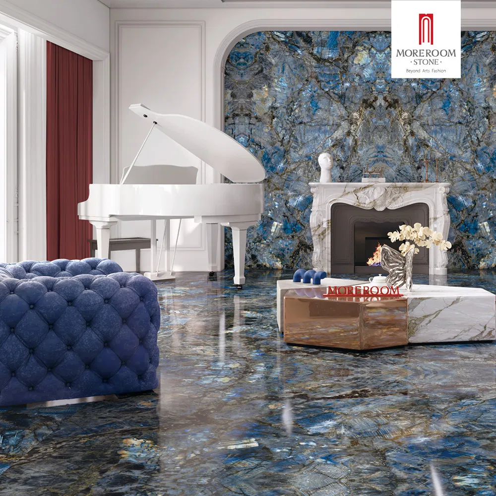 Porcelain Slab Labradorite Marble Look Tiles for Luxury Villa Interior Decoration