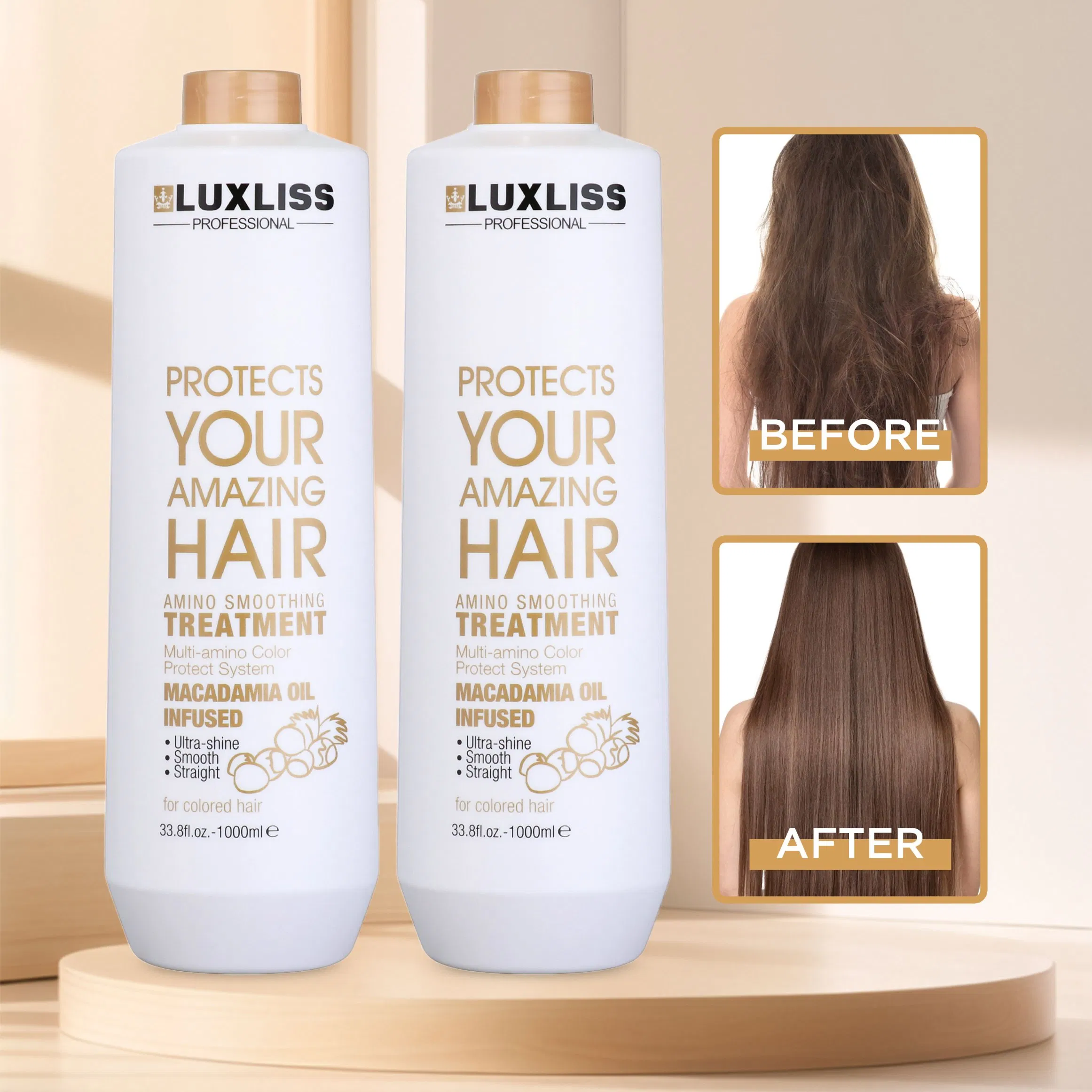 Luxliss Macadamia Oil Smoothing Straightening Cream Amino Repair Damaged Hair Treatment Cream
