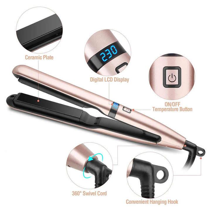 OEM Electric Wet and Dry Hair Straightener Flat Iron Plywood Multi-Speed Temperature Curling Iron