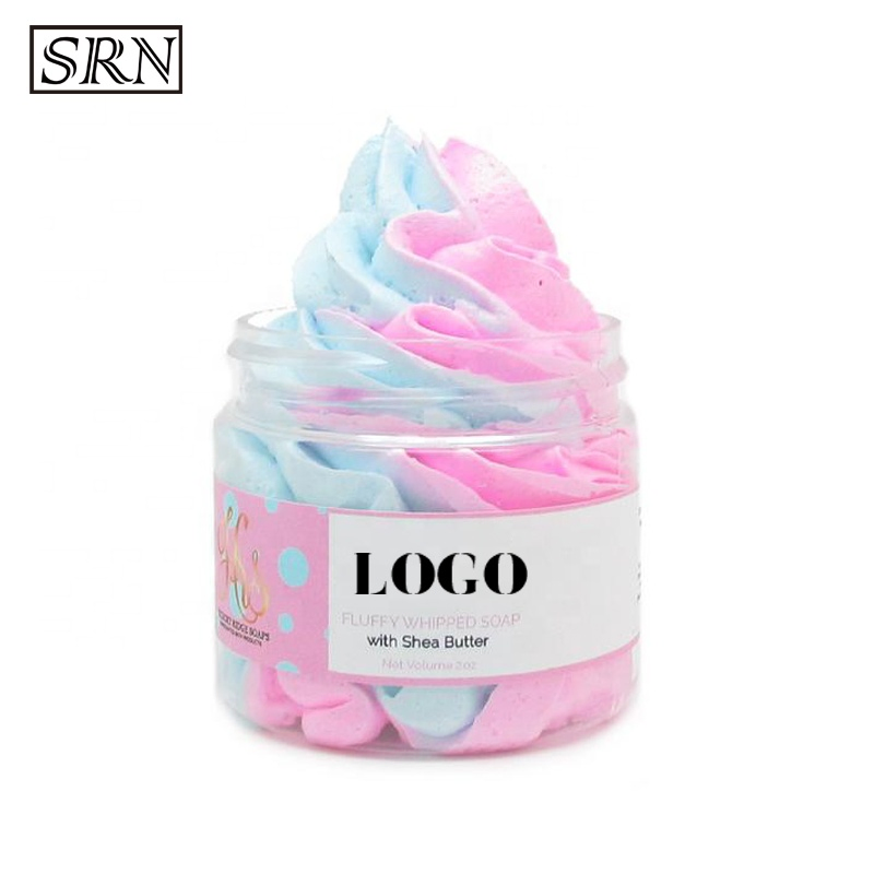 Private Label Natural Vegan Colorful Handmade Rainbow Bath Sugar Whipped Body Cream Soap