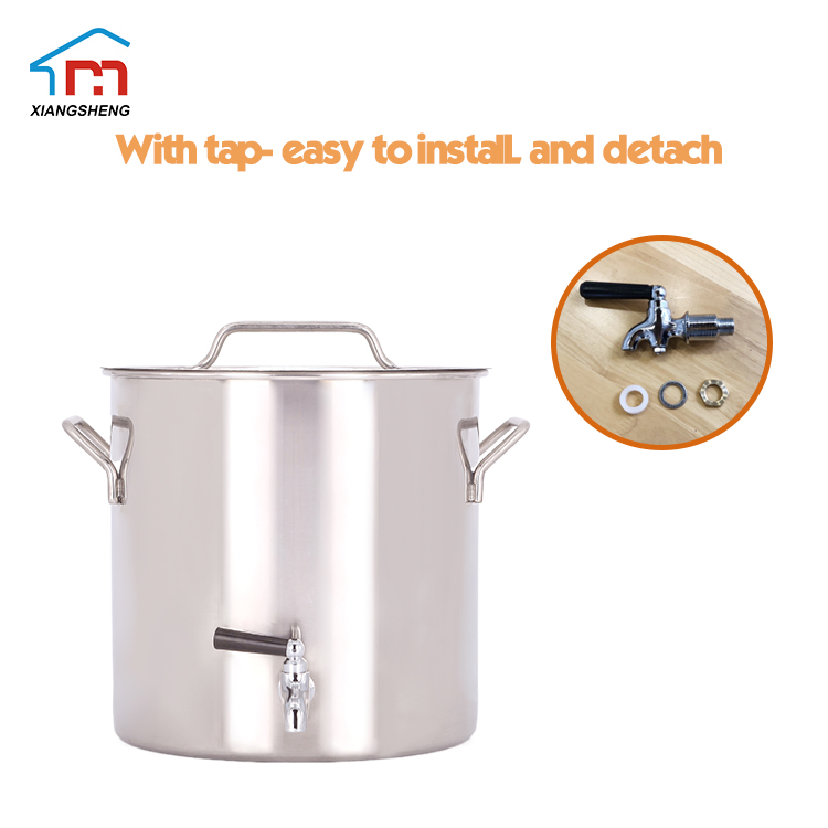 Xiangsheng 60L Stainless Steel Ramen Cooking Stock Pot with Gas Faucet Tap