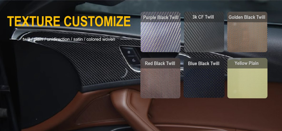 3K Carbon Fiber Car Parts with Custom Color Modification