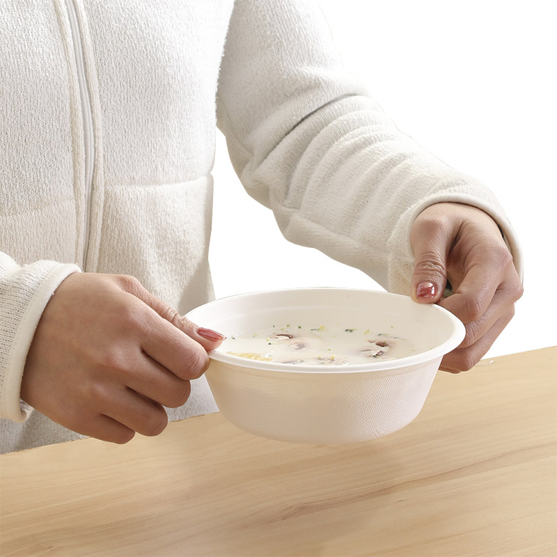 500ml Food Grade White Compostable Natural Sugarcane Bagasse Soup Bowls