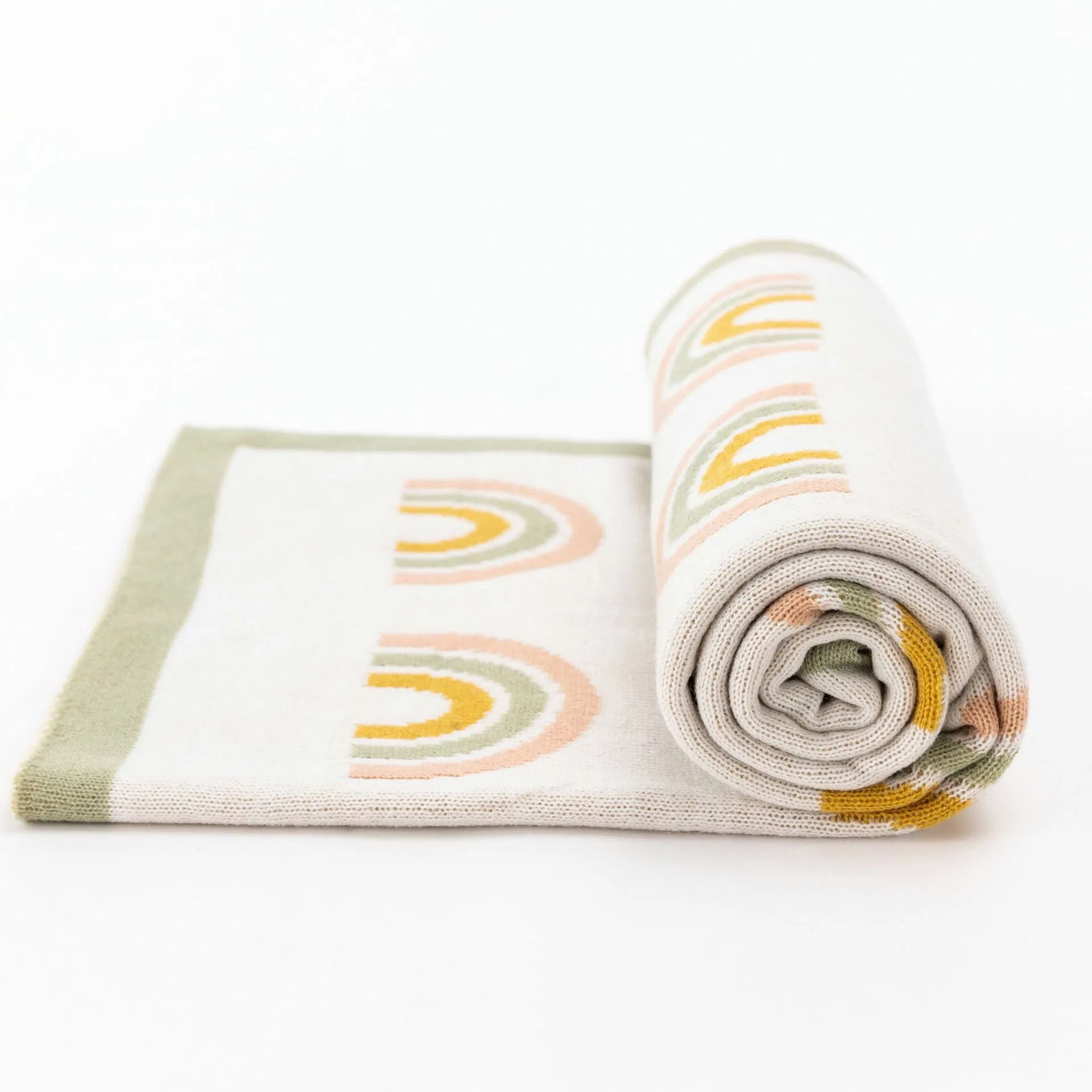 Factory Quality Baby Soft Skin-Friendly Rainbow Warm Jacquard Knit Blanket