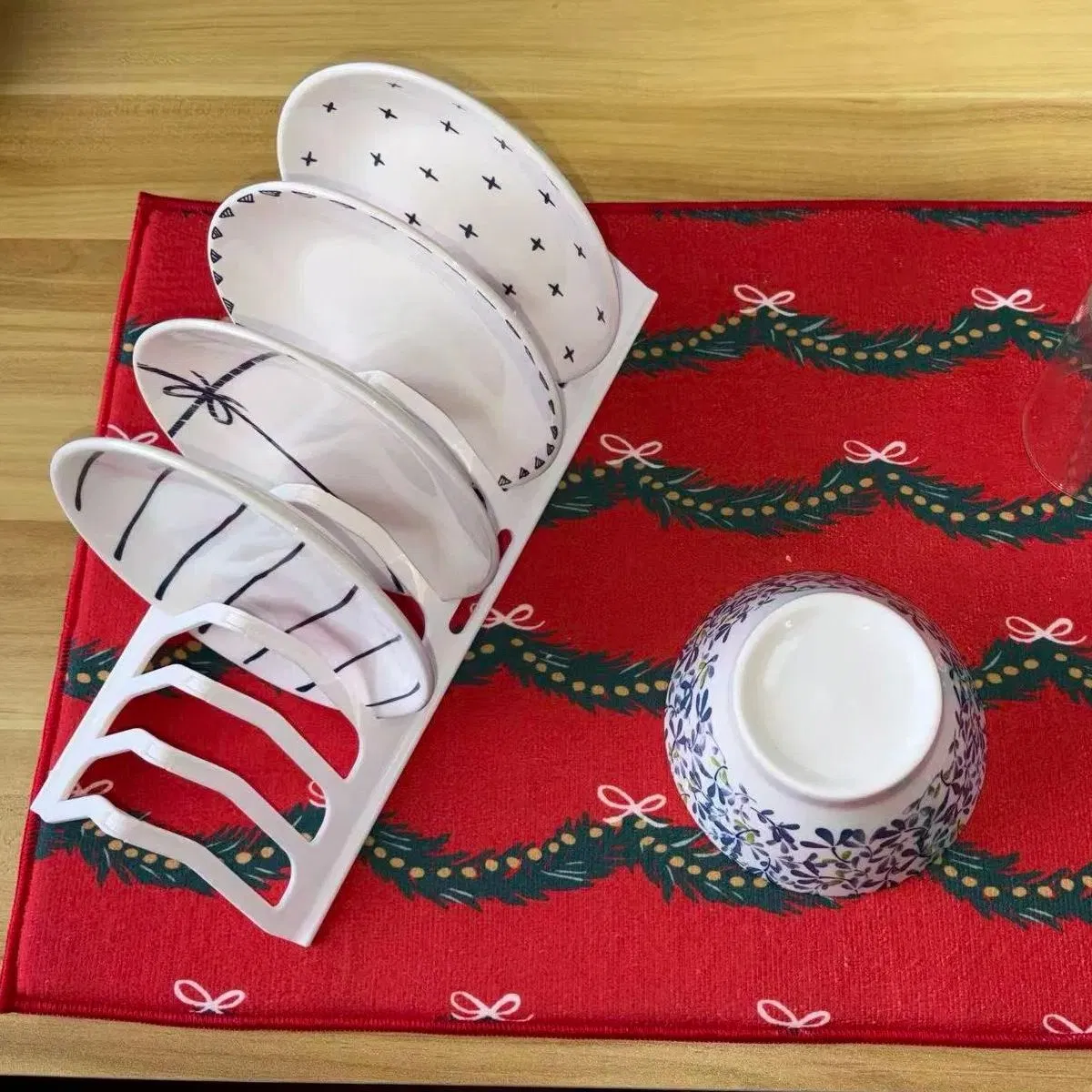 Коврик для сушки посуды из микрофибры, рождественский дизайн