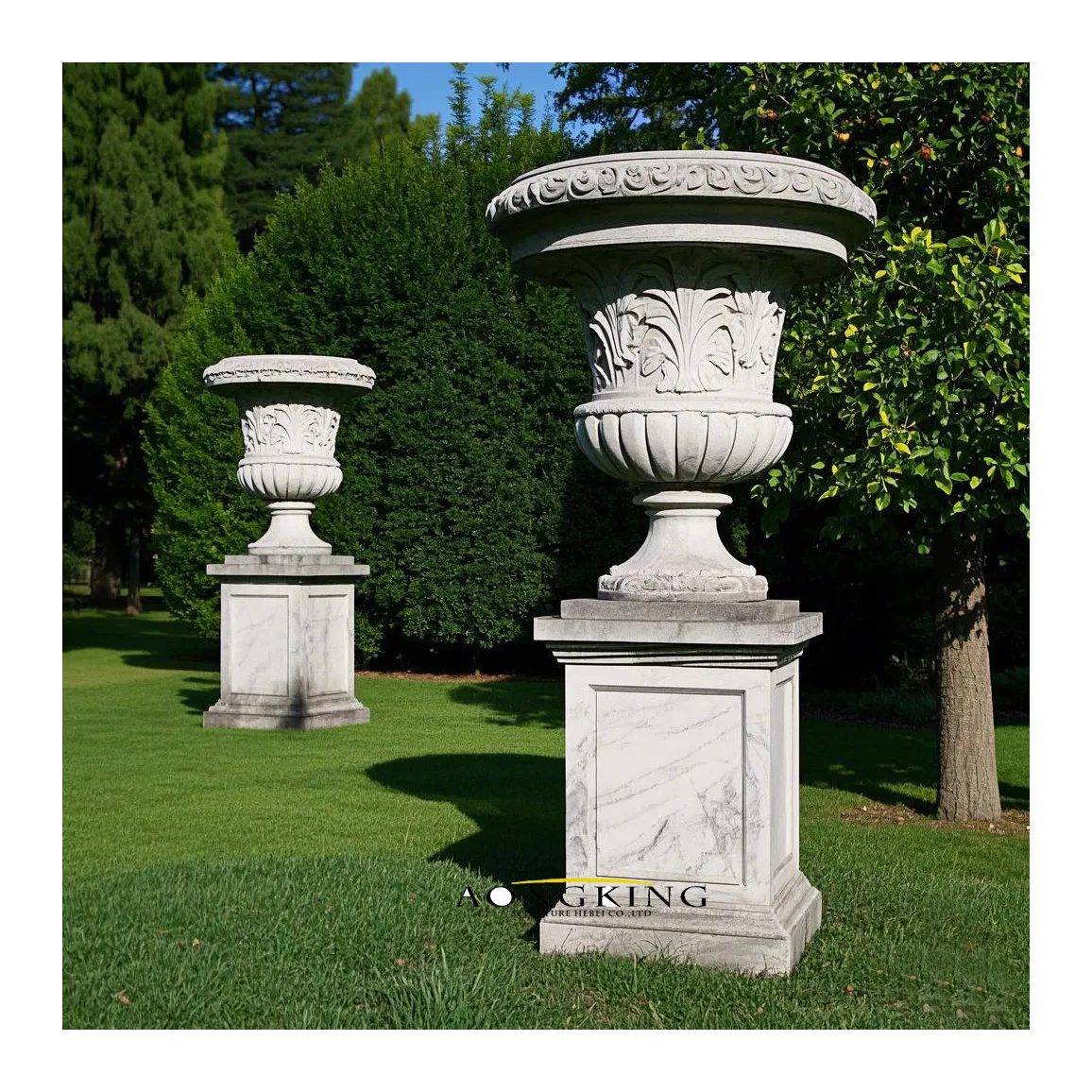 Timeless Classic Marble Flower Pot for Luxurious Garden and Outdoor Decor
