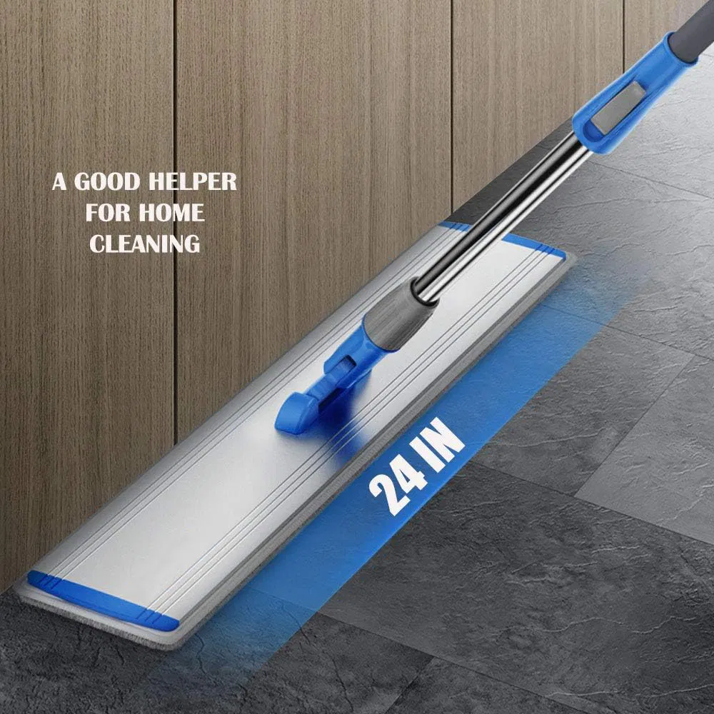 Aluminum Plate Commercial Flat Quick Clean Mop 360 Telescopic Floor Cleaning Mop with Cleaning Scraper for Home, Super Wide 60cm