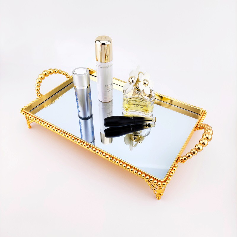 Wedding Decoration Rectangular Dessert Table Display Set Gold Carved Snack Plate