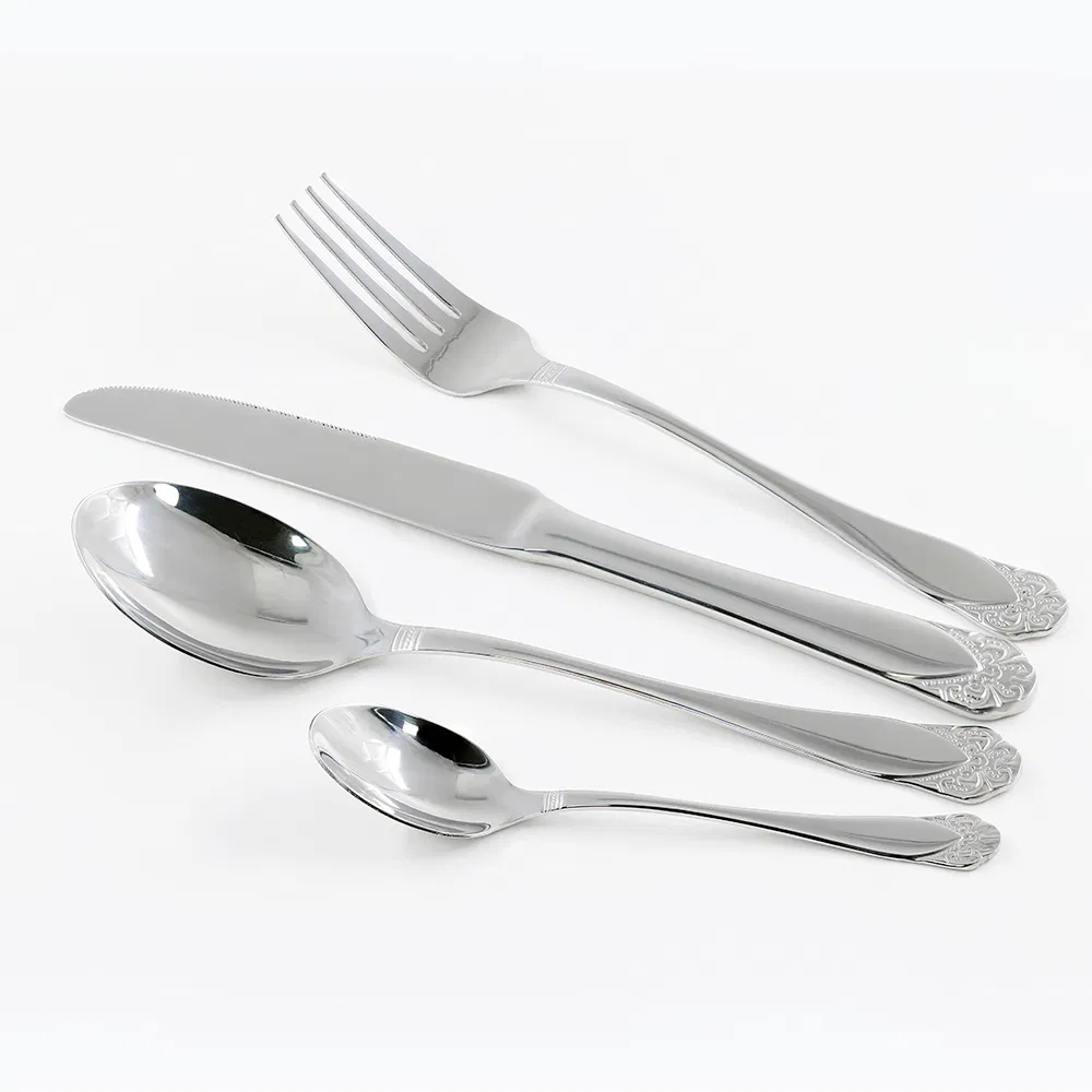 Personalized Silverware Embossed Grain Stainless Steel Tableware Dinnerware Cutlery Set