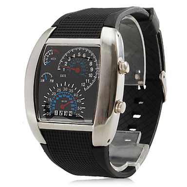 Men's Turbo Style LED Digital Rubber Band Wrist Watch (Assorted Colors)