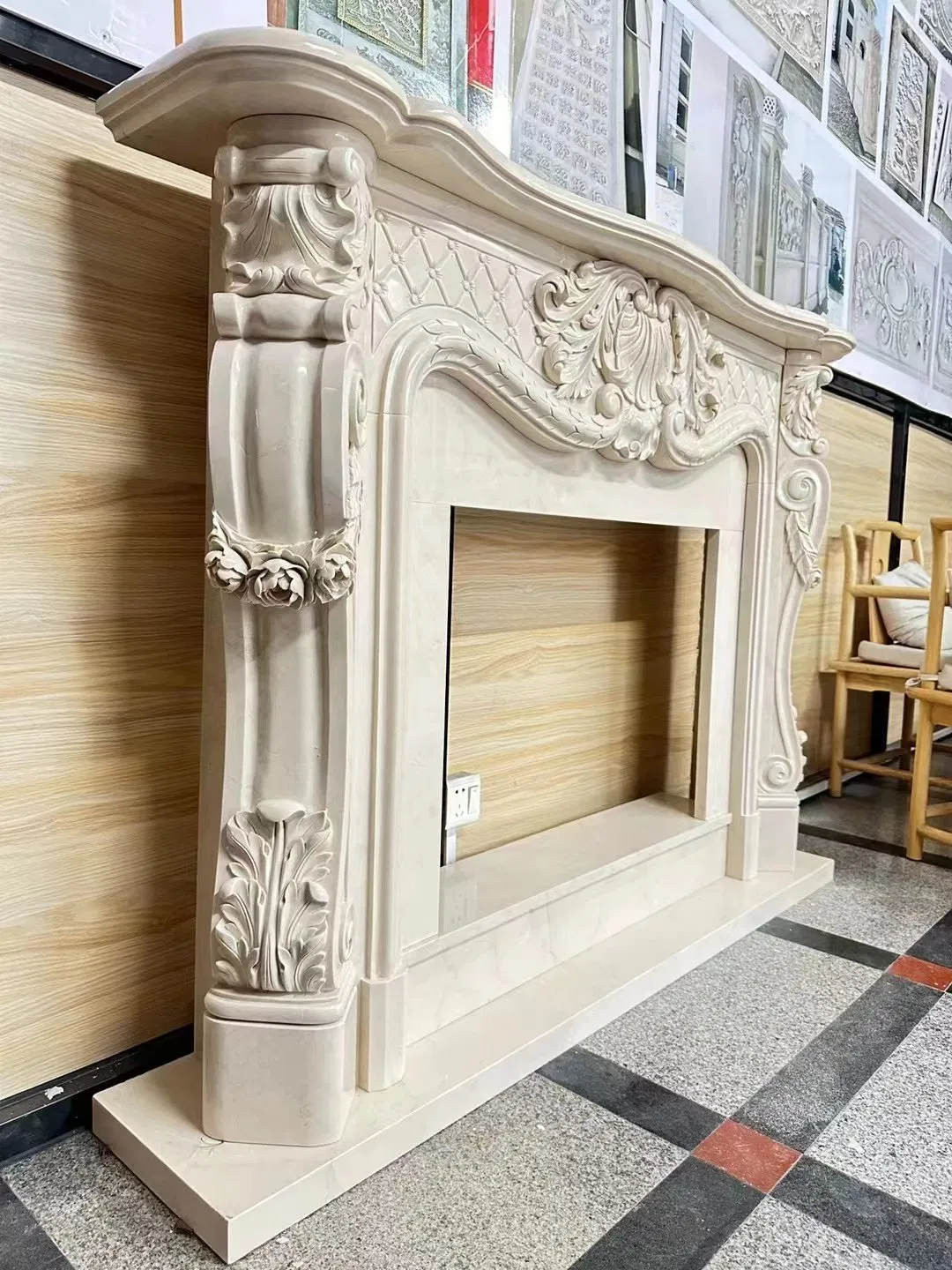 Home Decor Overmantel Granite Stone Limestone European Style Fireplace Mantel Wholesale White Marble Fireplace Mantel