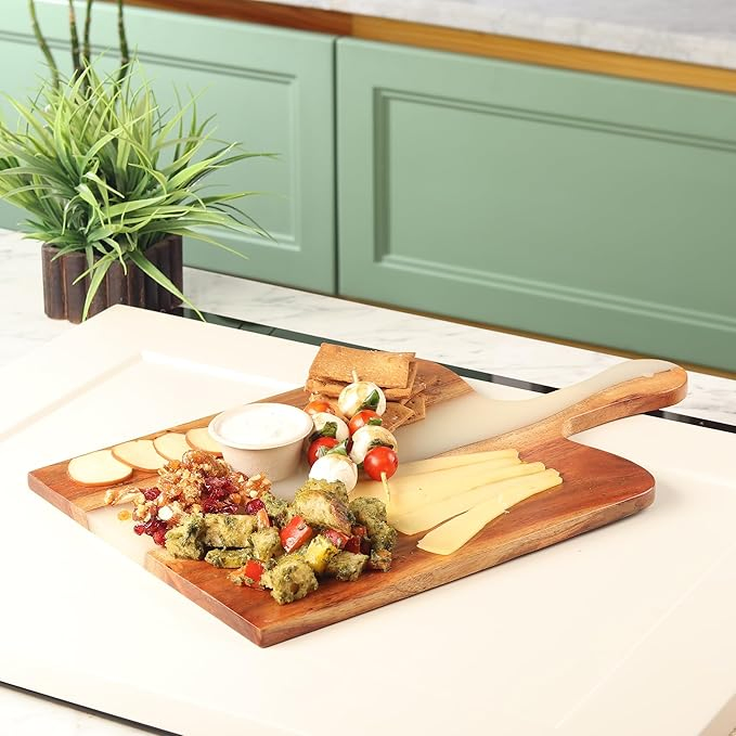 Wooden Epoxy Serving Board Acacia Wood Cheese Platter Resin Wood Serving Tray