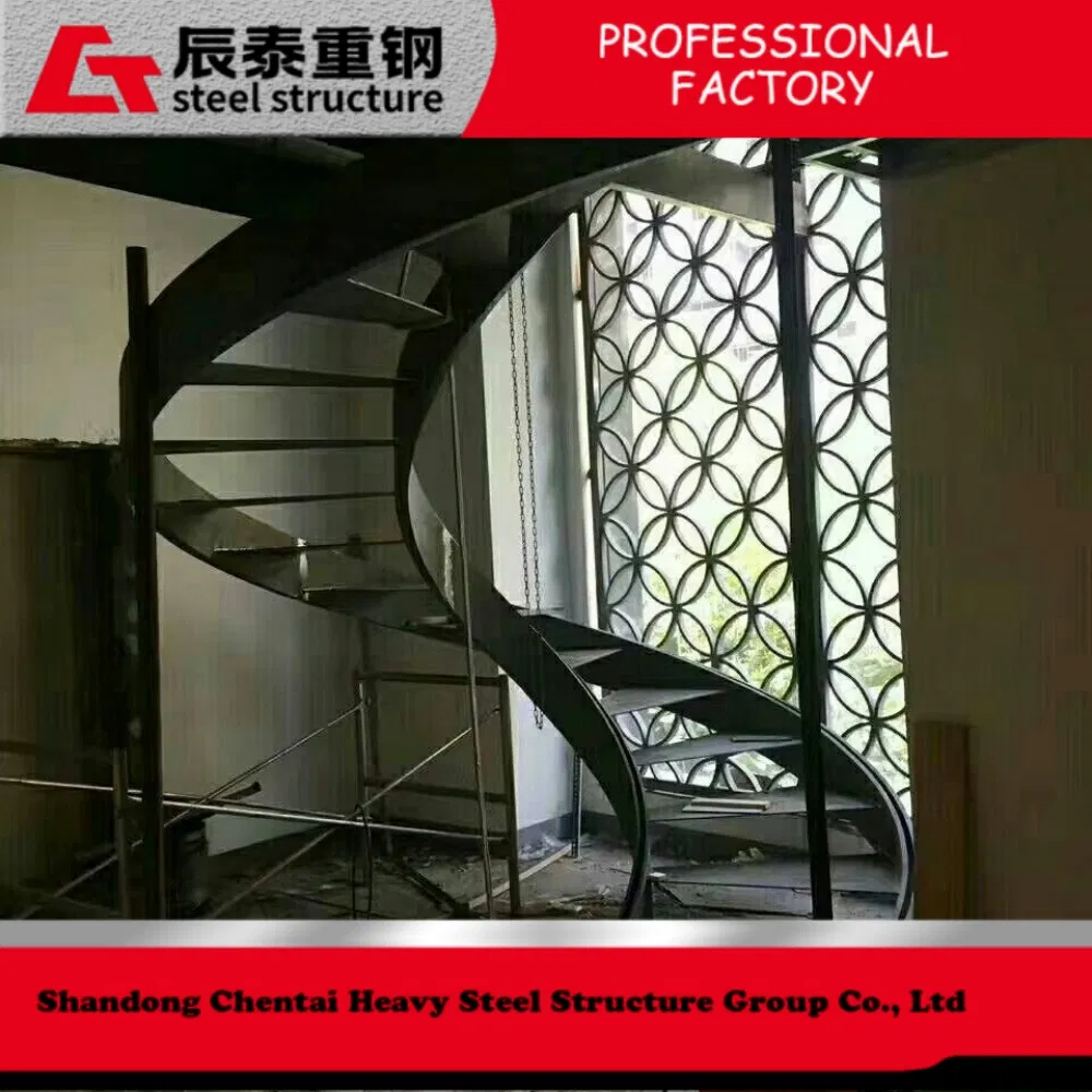 Building Material Steel Structure Staircase Fire Escape Stair with Metal Balustrade