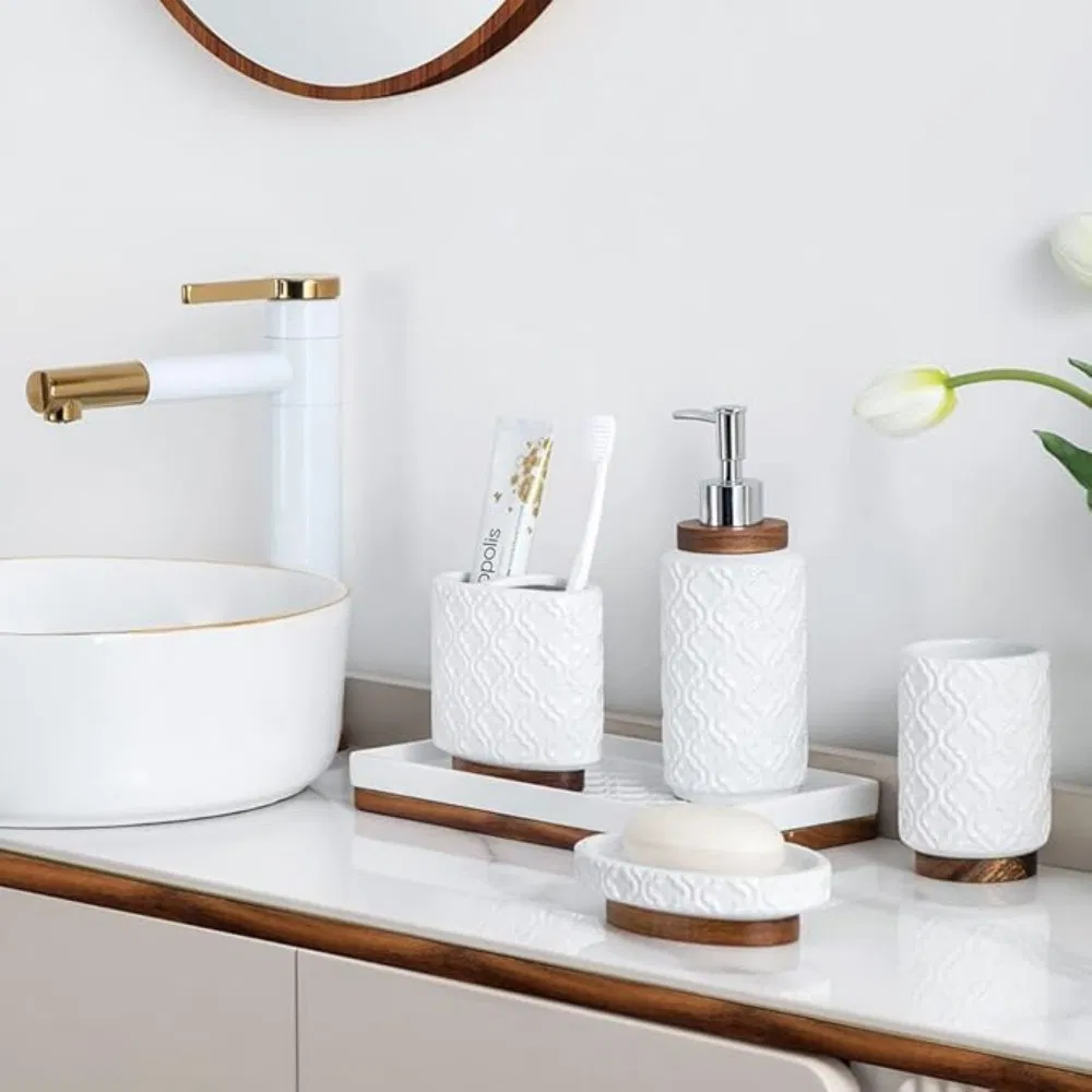 Modern Ceramic 4-Piece Bathroom Set with Identification