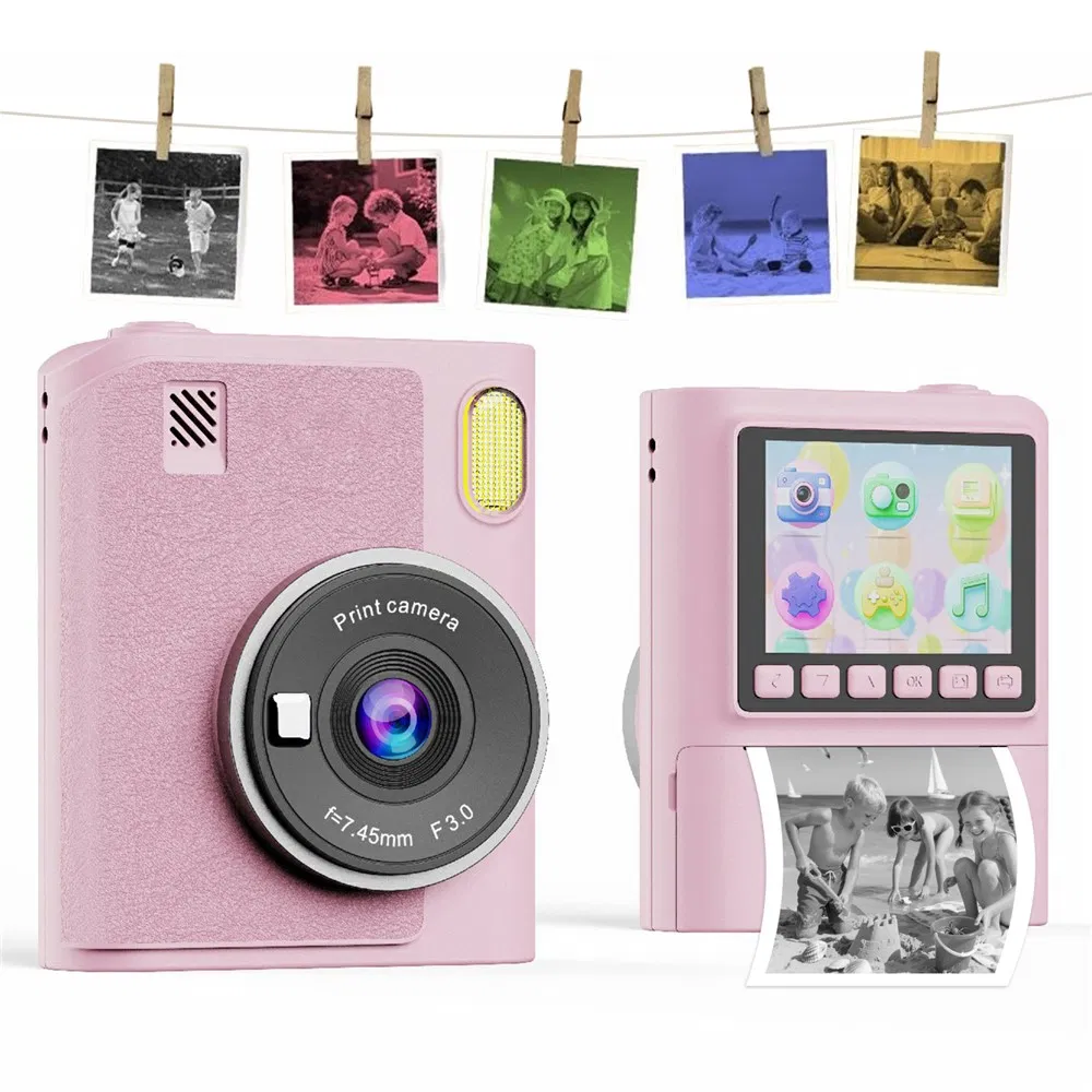 Z900 2.4 Inch Instant Print Camera Kids HD Video Recorder Support Monochrome Printing - Pink
