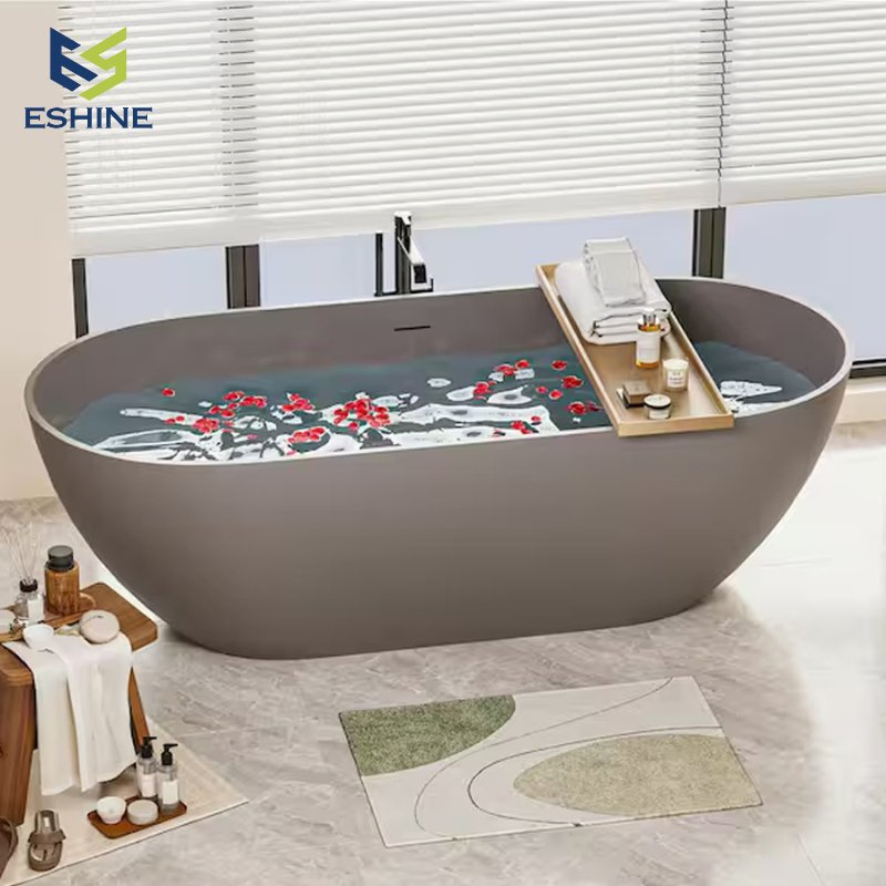 Top Quality Cultured Marble Bathtub Acrylic Stone Fiberglass Bathtub Tub Fiberglass Sanitaryware Whirlpool Bathtub Bathroom Bathtub Rice Colour Tub